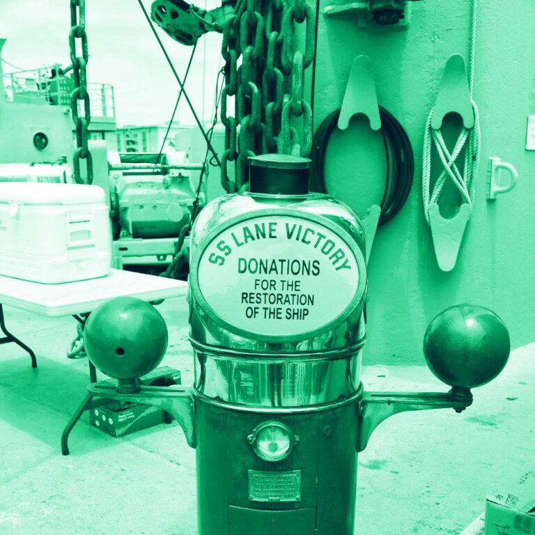 SS Lane Victory duotone Green DONATING | Give & Join | Lane Victory Maritime Center